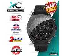 New HUGO BOSS Velocity HB1513720 Sport Black Strap Dial Chrono Mens Watch 44mm