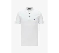 New Hugo BOSS x Russell Athletic slim fit stretch white blue polo t-shirt PETROC