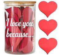 new I Love You Because Jar, Love Notes Jar with 50 Red Heart Shape Note, Gifts for Girlfriend Boyfriend Birthday, Love Message In The Bottle for Mom Dad,Newlywed Gifts for the Couple (love)