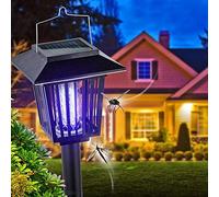 New & Improved Solar Powered Zapper- Enhanced Outdoor Flying Insect Killer- Hang or Stake in The Ground- Cordless Garden Lamp- Portable LED Machine- Best Stinger for Mosquitoes/Moths/Flies (Black)