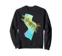 New Jersey Pride Floral Sunflower Map Outline Art Sweatshirt