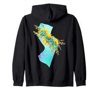 New Jersey Pride Floral Sunflower Map Outline Art Zip Hoodie