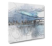 New Jersey Skyline in Abstract Modern Canvas Wall Art Print Ready to Hang, Framed Picture for Living Room Bedroom Home Office Décor, 20x20 Inch (50x50 cm)