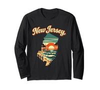 New Jersey State Beach Sunset Lighthouse Ocean Scene Long Sleeve T-Shirt