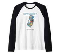 New Jersey The Garden State Vintage Travel Landmarks Raglan Baseball Tee
