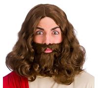 NEW Jesus Brown Wig & Beard Set Funny Fancy Dress