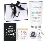 New Job and Leaving Presents for Colleagues Bundle of Water Bottle, Pen Pack, Notebook and Card - Funny Leaving Gifts for Men/Women - Good Luck in Your New Job - Sorry Your Leaving（White）