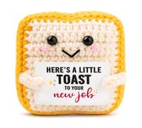 New Job Gift, Handmade Toast Crochet Toy with Congratulations Card, Emotional Support Crochet Plush for Hiring, Congratulations Leaving Gifts for Colleagues, Friends and Supervisors