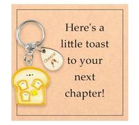 New Job Gifts, Unique Simulation Bread Toast Keychain with "Next Chapter" Greeting Card, Novelty Congratulations Gift for Fresh Start, Perfect New Beginnings Gifts for Women Friends Colleagues Teacher
