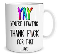 New Job Mug Leaving Gift Colleague Coworker Leaving Present Funny Banter Joke Yay You're Leaving Thank Fuck for That Novelty Fun WSDMUG1488