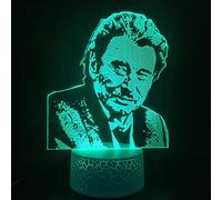 New Johnny Hallyday Shaped Touch Control 7 Colour 3D LED Night Light Superstar Table Desk Lamp Christmas Decoration Beautiful Gifts For Kids Friends White base