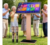 New Karaoke Machine Player with 22 Inch Capacitive Touch Screen Reverb Wireless Microphone 26 Language Interface(500GB)