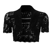 NEW KIDS GIRLS Bolero Crochet Knitted Cardigan Shrugs Top 7-13 Years (11-12, Black)