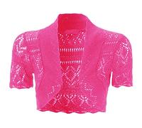 NEW KIDS GIRLS Bolero Crochet Knitted Cardigan Shrugs Top 7-13 Years (7-8, Cerise)