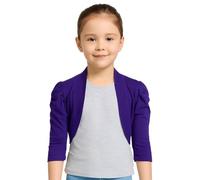 New Kids Girls Ruched Sleeve Stylish Shrug Bolero Cropped Cardigan 2 3 4 5 6 7 8 9 10 11 12 13 Years Purple