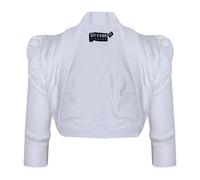 New Kids Girls Ruched Sleeve Stylish Shrug Bolero Cropped Cardigan 2 3 4 5 6 7 8 9 10 11 12 13 Years White