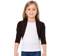 New Kids Girls Ruched Sleeve Stylish Shrug Bolero Cropped Cardigan 2 3 4 5 6 7 8 9 10 11 12 13 Years Chocolate