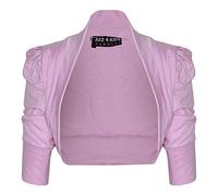 New Kids Girls Ruched Sleeve Stylish Shrug Bolero Cropped Cardigan 2 3 4 5 6 7 8 9 10 11 12 13 Years Baby Pink