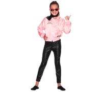 NEW Kids Official Grease Pink Ladies Jacket - Smiffy's Girls Fancy Dress Costume