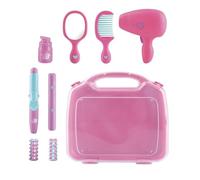 New||Kids Pretend Play Hair Salon Set, Pink, with Carry Case, Dryer, Curler, Mirror, Comb & Rollers|| Batteries required: 2 x AAA (not included)