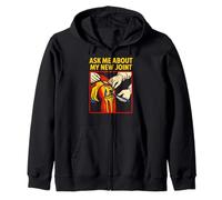 New Knee Ask Me About My New Joint Fun Mens Surgery Patient Zip Hoodie