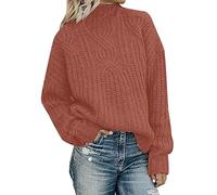 New Knit Pullover Womens Xmas Style Sale Clearance Women's Fall and Winter Turtleneck Solid Color Knit Closing Sleeve Suitable for Daily Commute Wear Casual Time Pullover Sweater Womens Warm Sweaters