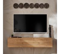 NEW komodee COMO Hanging TV Cabinet for Living Room, Wood Effect, PushToOpen