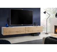 NEW komodee Loreto Hanging TV Cabinet White, Black, Wood, Push to open