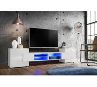 NEW komodee RTV Cabinet Merano Lowboard Black White Wood Effect LED Lighting