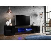 NEW komodee RTV Cabinet Merano Lowboard Black White Wood Effect LED Lighting