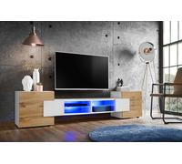 NEW komodee RTV Cabinet Merano Lowboard Black White Wood Effect LED Lighting