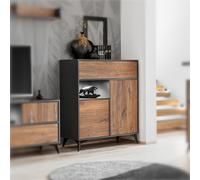 NEW komodee Sideboard Orvieto, Living Room Oak Anthracite 3 Doors LED Lighting