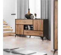 NEW komodee Sideboard Orvieto, Living Room Oak Anthracite 4 Doors LED Lighting