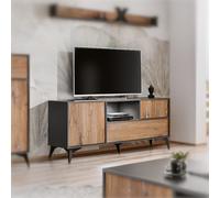 NEW komodee Living Room Furniture Orvieto, Oak Anthracite, PushToOpen, White LED