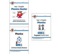 New ks1 english phonics 3 books collection set (phonics screening check, 10-minute weekly workouts, targeted practice book)