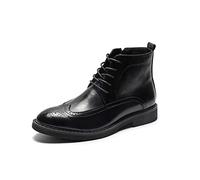 New Lace Up Boots for Men Derby Carved Brogue Win Tip Side Zip Vegan Leather Resistant Non Slip Wearable Dress Stylish (Color : Black, Size : 9 UK)