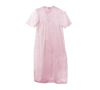 New Ladies Broderie Anglaise Neckline Polycotton Short Sleeve Nightdress Nightie UK (Baby Pink, OS UK 18-20)