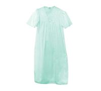 New Ladies Broderie Anglaise Neckline Polycotton Short Sleeve Nightdress Nightie UK (Mint, WMS UK 10-12)