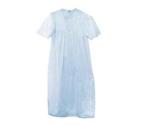 New Ladies Broderie Anglaise Neckline Polycotton Short Sleeve Nightdress Nightie UK (Sky Blue, WX UK 14-16)