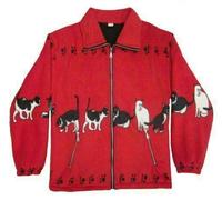 New Ladies Double Fleece Dolphin Animal Puppies Wolf Wild Printed Womens Jacket Coat UK Sizes S- 2XL (M, Red Cats (with Hood))