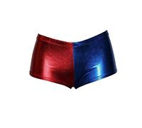 New Ladies Harley Quinn Cosplay Suicide Squad Halloween Costume Top Shorts Pants (M/L (12-14), Red & Blue - Short)