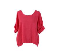 New Ladies Italian Plain Linen Crop Top Women Blouse Lagenlook Top Plus Sizes