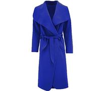 New Ladies Kim Kardashian Inspired Oversized Waterfall Belted Coat Jacket Blue