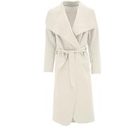 New Ladies Kim Kardashian Inspired Oversized Waterfall Belted Coat Jacket Cream