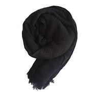 New Ladies Maxi Long RAYON Crinkle Frayed Edges Crimp Scarf Hijab Shawl Wrap Many Colours (Black)