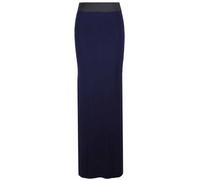 New Ladies Plain Contrast Elastic Waistband Womens Long Straight Maxi Dress Summer Skirt Navy Blue Size 20 (XXXL)