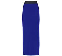 New Ladies Plain Contrast Elastic Waistband Womens Long Straight Maxi Dress Summer Skirt Royal Blue Size 18