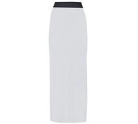 New Ladies Plain Contrast Elastic Waistband Womens Long Straight Maxi Dress Summer Skirt White Size 14 - 16
