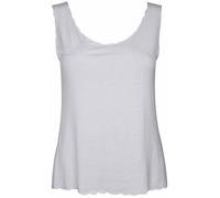 New Ladies Plain Summer Belly Crop Top Womens Scallop Edge Neck Baggy Loose Stretch Fit Short Length Vest White Size 12 - 14