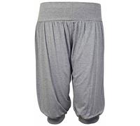 New Ladies Plus Size Ali Baba Baggy Stretch Fit Shorts Womens Plain Cropped Harem Trouser Pants Light Grey Size 20 - 22